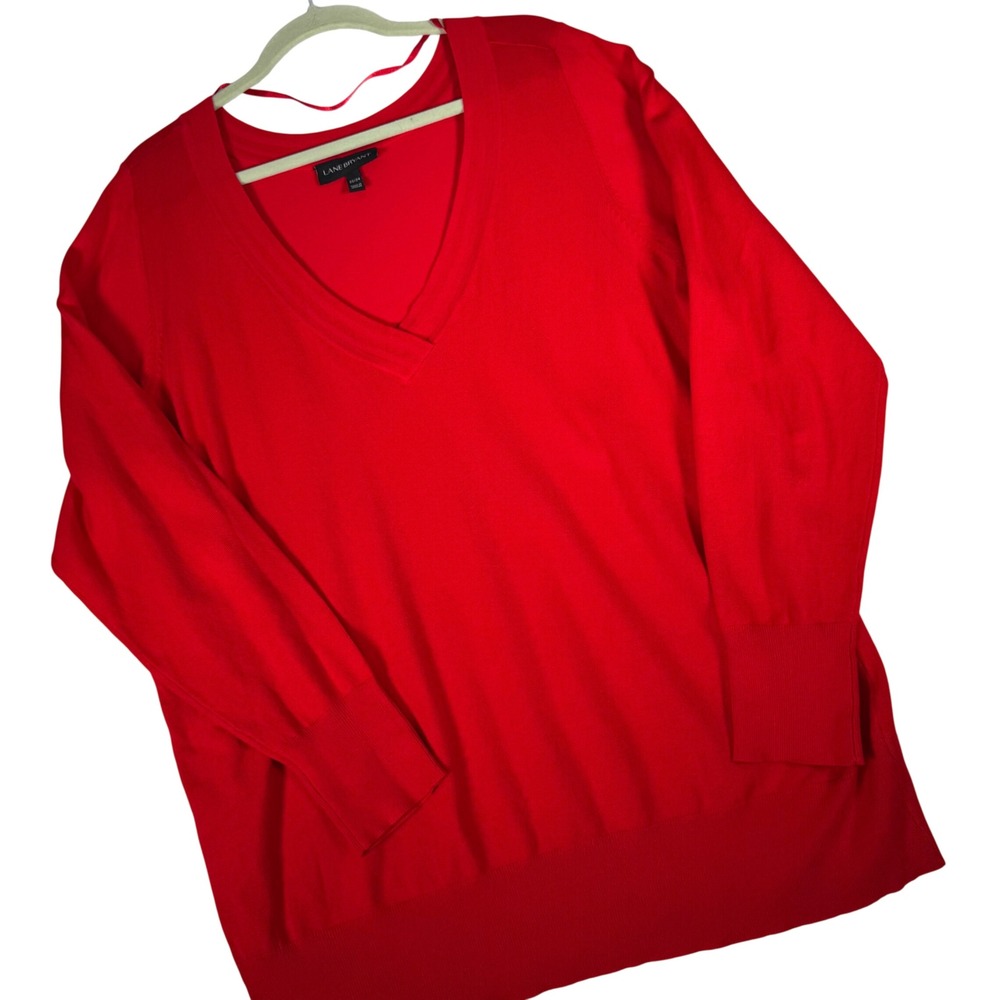 Lane Bryant Red V-Neck Pullover Sweater Womens‎ Plus Size 22/24 CS11540692
